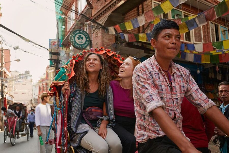 Kathmandu at Sunset: Explore the City on Rickshaw - Sitting in Kathmandu Durbar Square at dusk