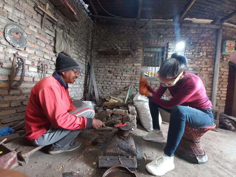 Knife Khukuri Making Workshop - Watching the handle and cover complete the knife