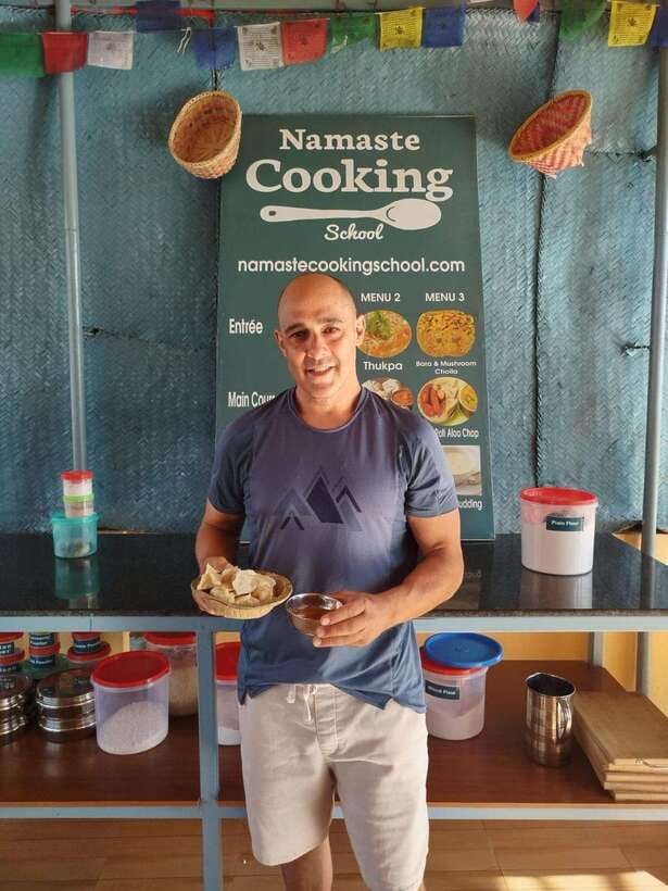 Traditional Momo Making Class - Arriving at the Namaste Cooking School in Thamel